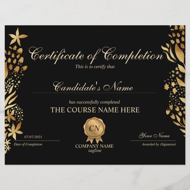 Lámina Finalización del curso de entrega de certificados  (Anverso)