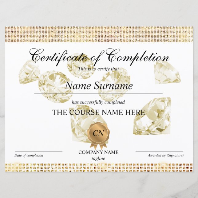 Lámina Finalización del curso de entrega de certificados  (Anverso)