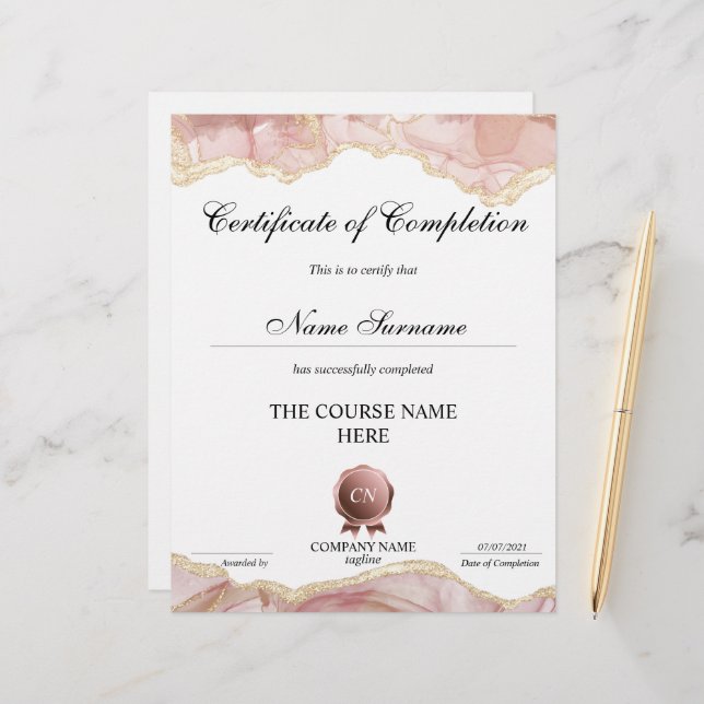 Lámina Finalización del curso de entrega de certificados  (Anverso/Reverso In Situ)