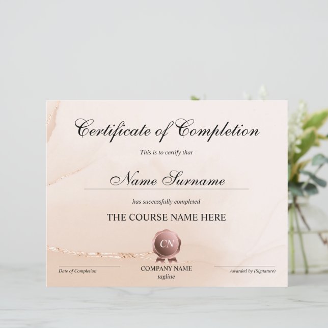 Lámina Finalización del curso de entrega de certificados  (Anverso de pie)