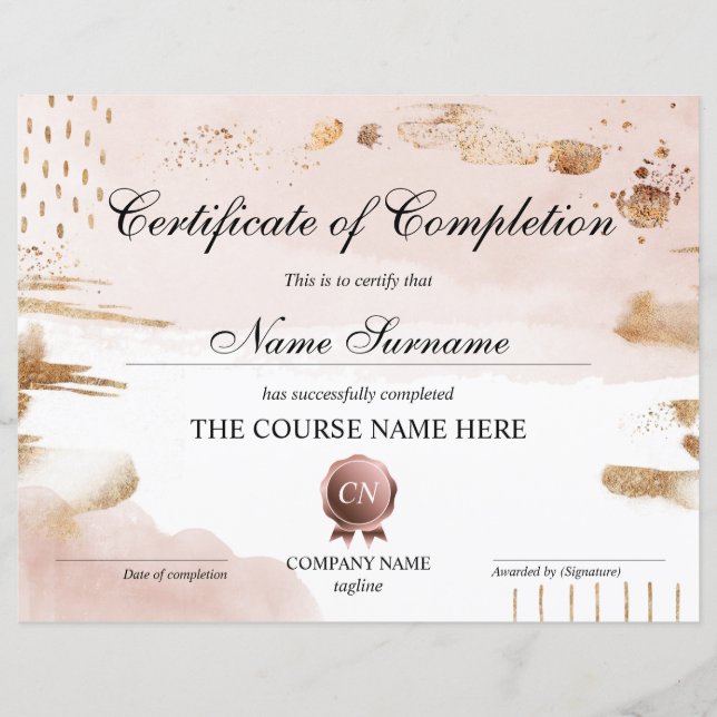 Lámina Finalización del curso de entrega de certificados  (Anverso)