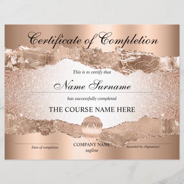 Lámina Finalización del curso de entrega de certificados  (Anverso)