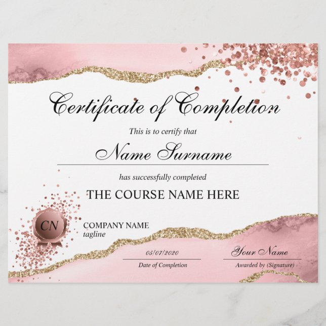 Lámina Finalización del curso de entrega de certificados  (Anverso)