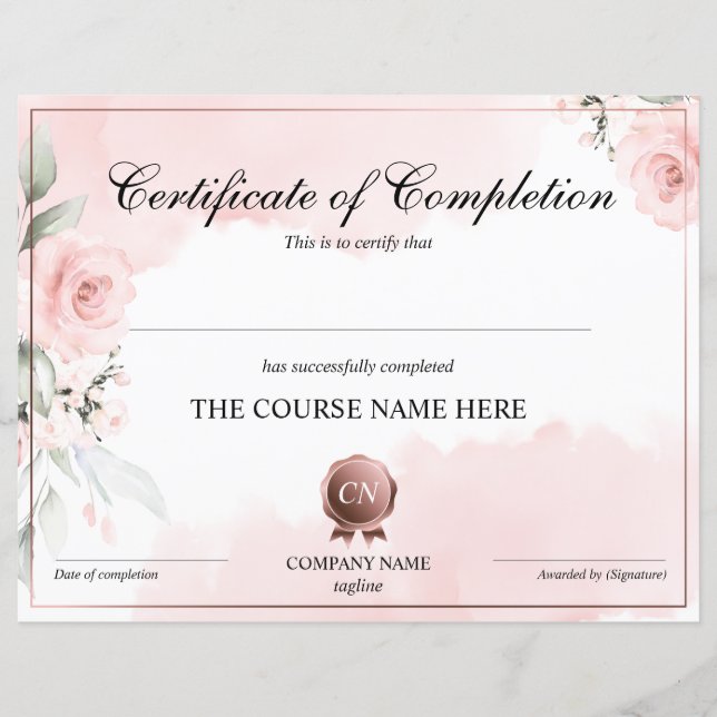 Lámina Finalización del curso de entrega de certificados  (Anverso)