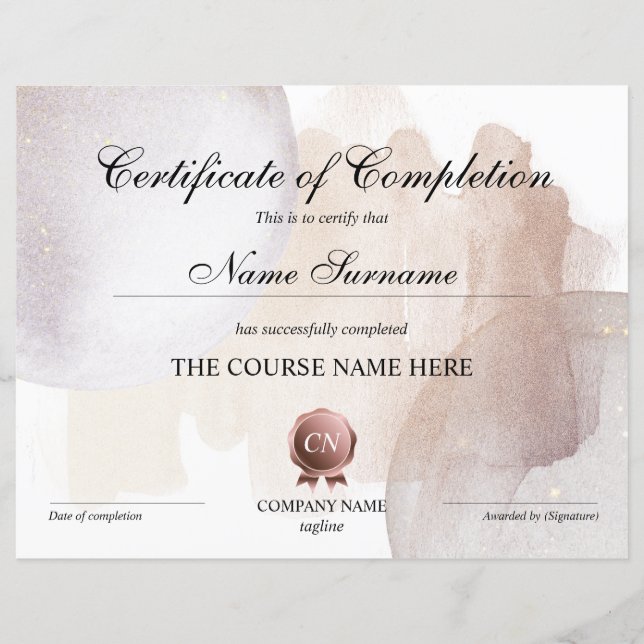 Lámina Finalización del curso de entrega de certificados  (Anverso)