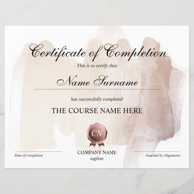 Lámina Finalización del curso de entrega de certificados  (Anverso)