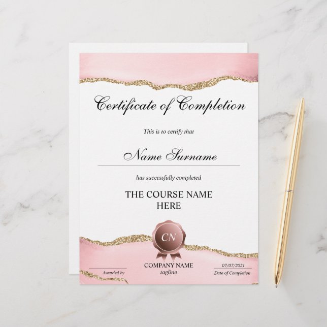 Lámina Finalización del curso de entrega de certificados  (Anverso/Reverso In Situ)