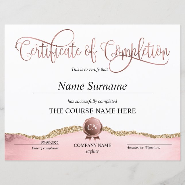 Lámina Finalización del curso de entrega de certificados  (Anverso)