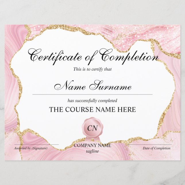 Lámina Finalización del curso de entrega de certificados  (Anverso)