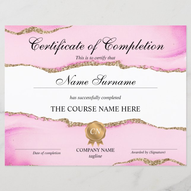 Lámina Finalización del curso de entrega de certificados  (Anverso)