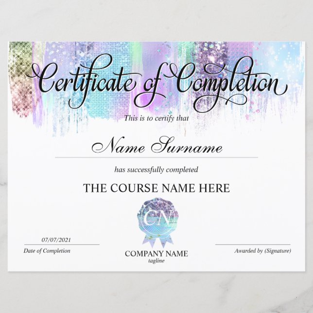 Lámina Finalización del curso de entrega de certificados  (Anverso)