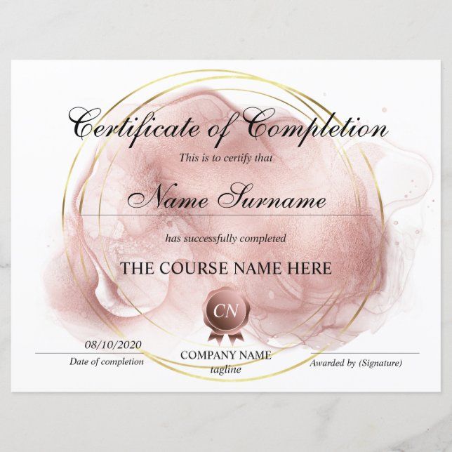 Lámina Finalización del curso de entrega de certificados  (Anverso)