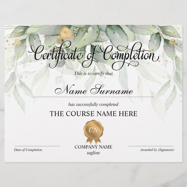 Lámina Finalización del curso de entrega de certificados  (Anverso)