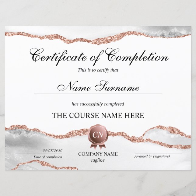 Lámina Finalización del curso de entrega de certificados  (Anverso)