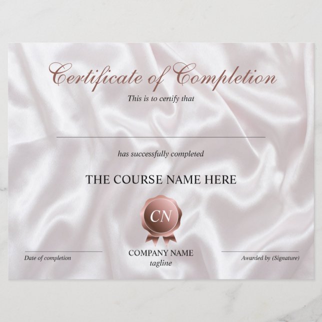 Lámina Finalización del curso de entrega de certificados  (Anverso)