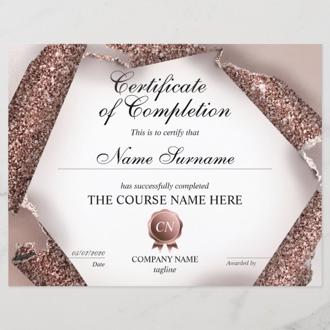 Lámina Finalización del curso de entrega de certificados  (Anverso)