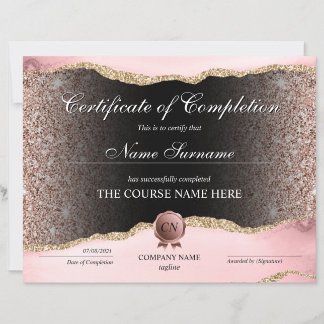 Lámina Finalización del curso de entrega de certificados  (Anverso)