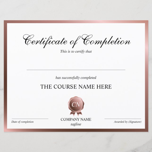 Lámina Finalización del curso de entrega de certificados  (Anverso)