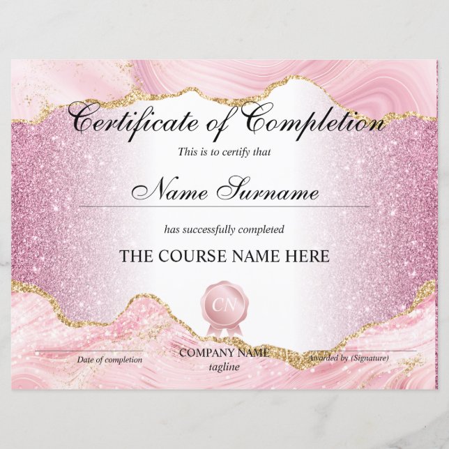 Lámina Finalización del curso de entrega de certificados  (Anverso)