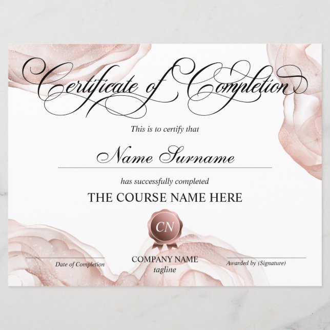Lámina Finalización del curso de entrega de certificados  (Anverso)