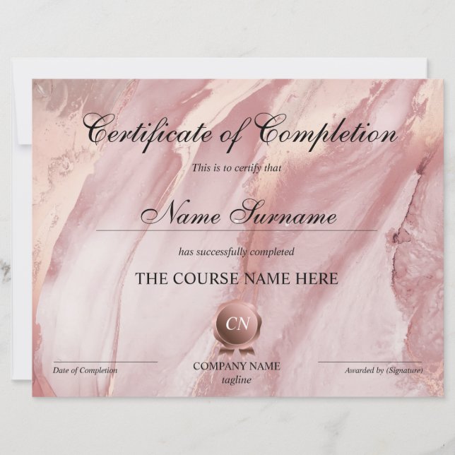 Lámina Finalización del curso de entrega de certificados  (Anverso)