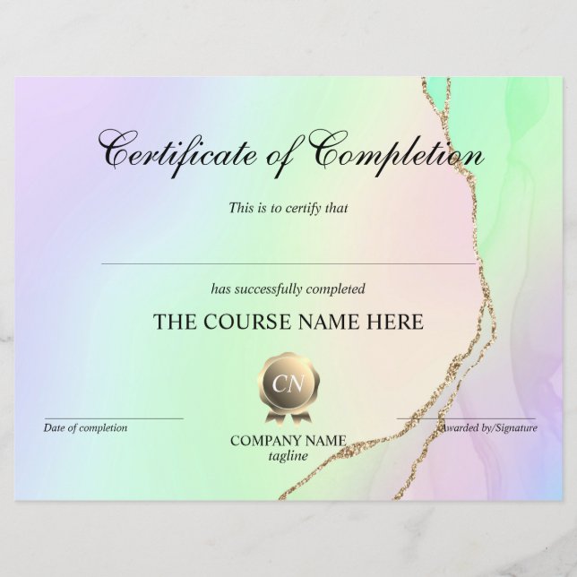 Lámina Finalización del curso de entrega de certificados  (Anverso)
