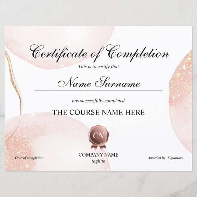 Lámina Finalización del curso de entrega de certificados  (Anverso)