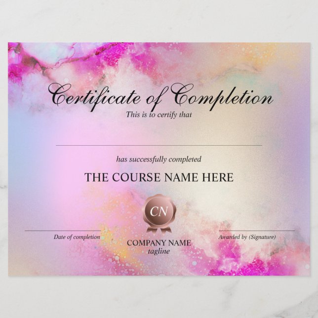 Lámina Finalización del curso de entrega de certificados  (Anverso)