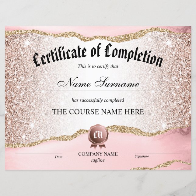 Lámina Finalización del curso de entrega de certificados  (Anverso)
