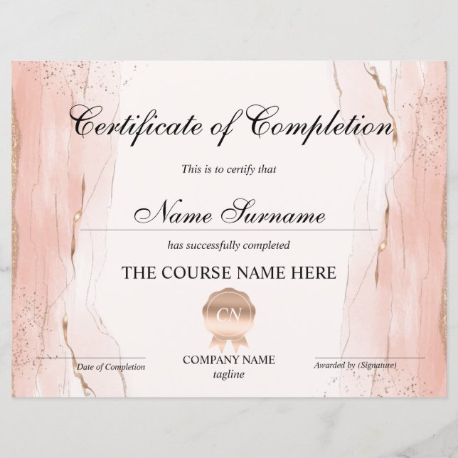 Lámina Finalización del curso de entrega de certificados  (Anverso)