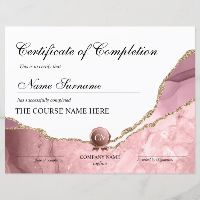 Lámina Finalización del curso de entrega de certificados  (Anverso)