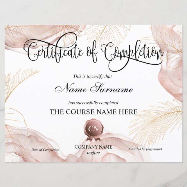 Lámina Finalización del curso de entrega de certificados  (Anverso)