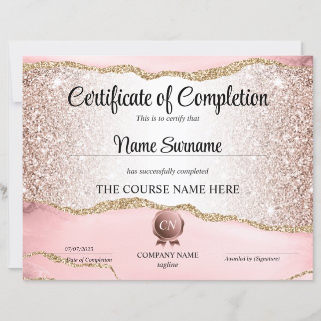 Lámina Finalización del curso de entrega de certificados  (Anverso)