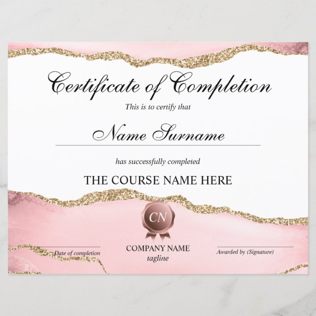 Lámina Finalización del curso de entrega de certificados  (Anverso)