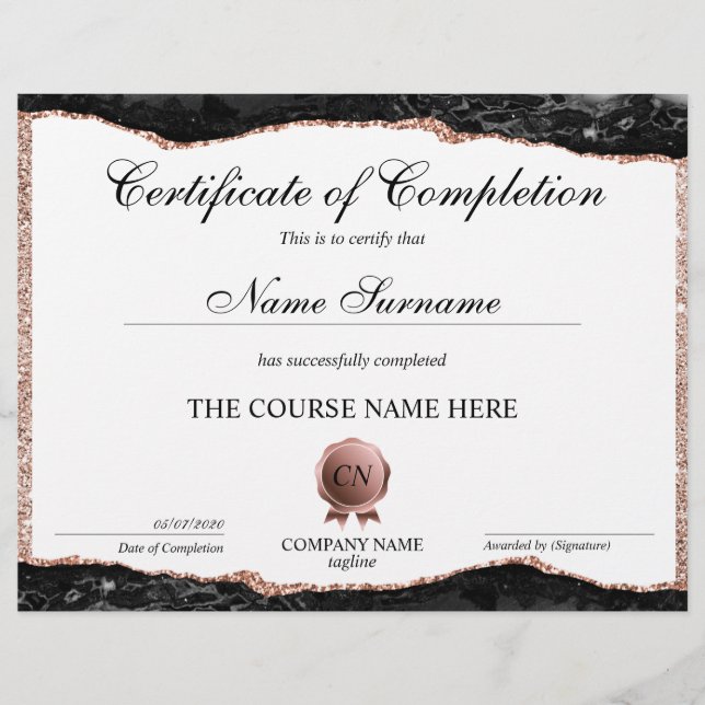 Lámina Finalización del curso de entrega de certificados  (Anverso)