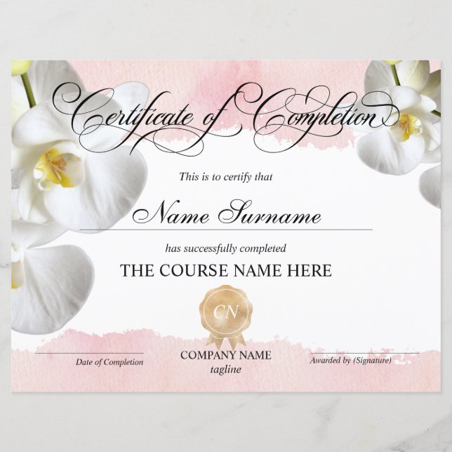 Lámina Finalización del curso de entrega de certificados  (Anverso)