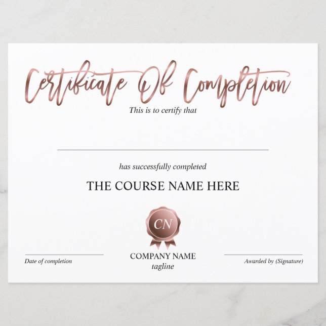 Lámina Finalización del curso de entrega de certificados  (Anverso)
