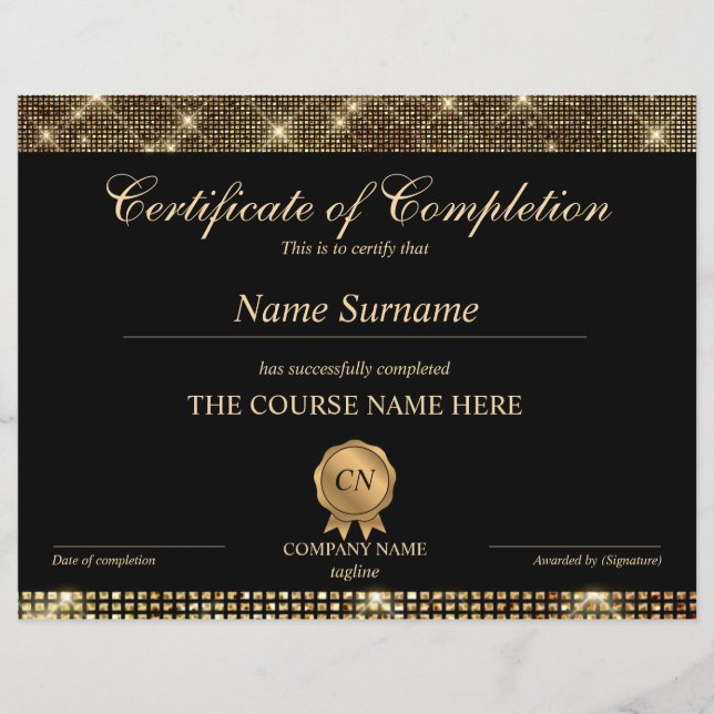 Lámina Finalización del curso de entrega de certificados  (Anverso)