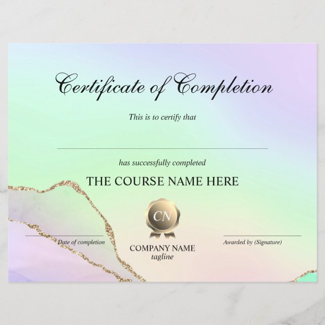 Lámina Finalización del curso de entrega de certificados  (Anverso)