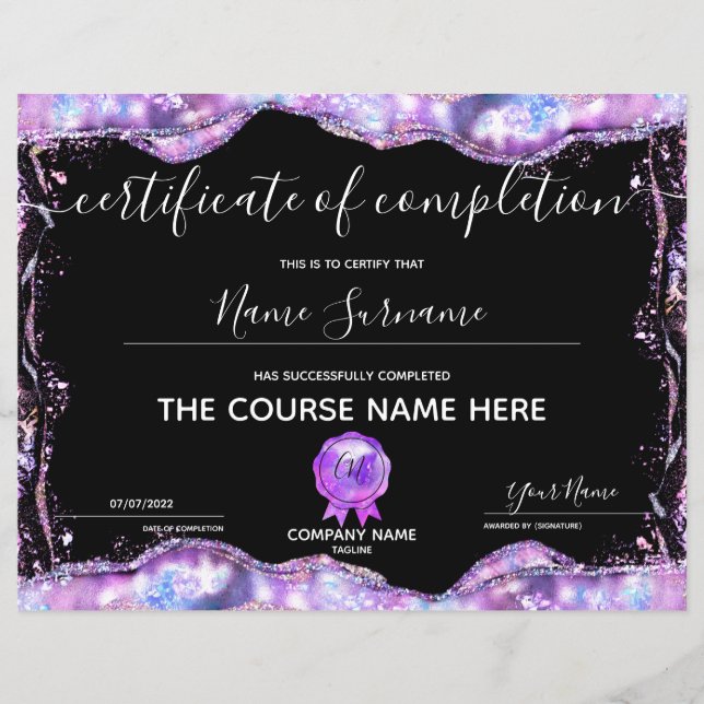 Lámina Finalización del curso de entrega de certificados  (Anverso)