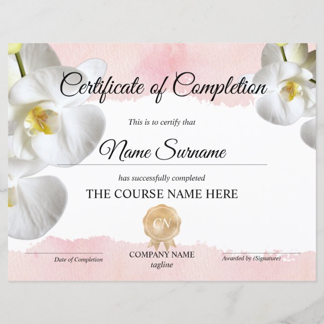 Lámina Finalización del curso de entrega de certificados  (Anverso)