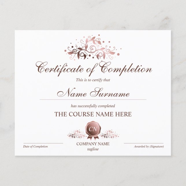 Lámina Finalización del curso de entrega de certificados  (Anverso)