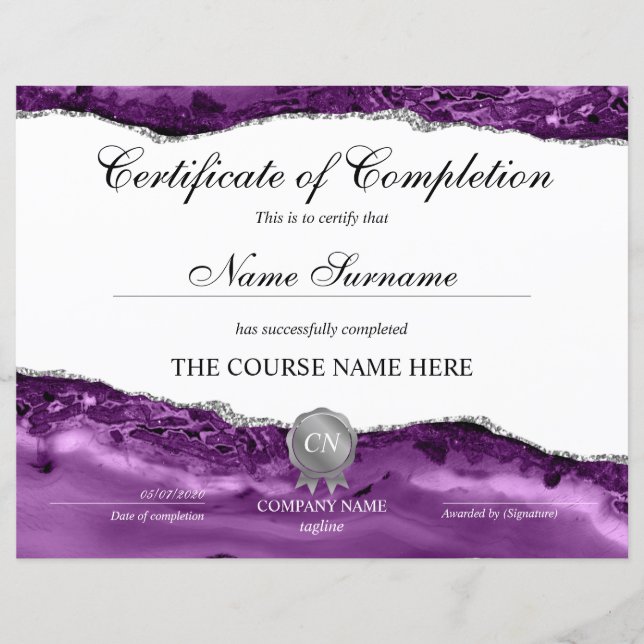 Lámina Finalización del curso de entrega de certificados  (Anverso)