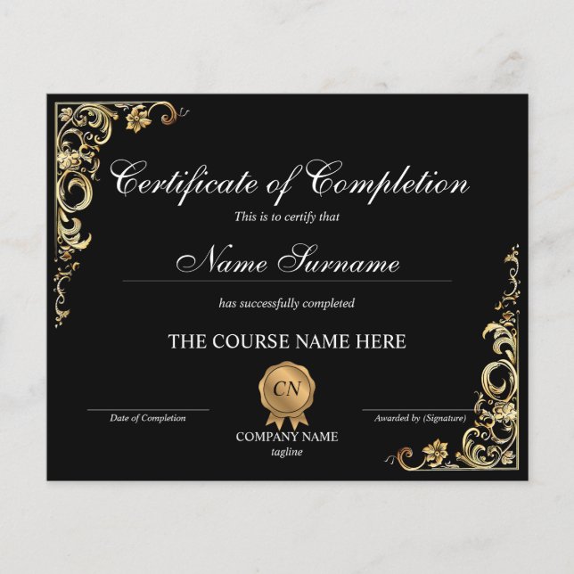 Lámina Finalización del curso de entrega de certificados  (Anverso)