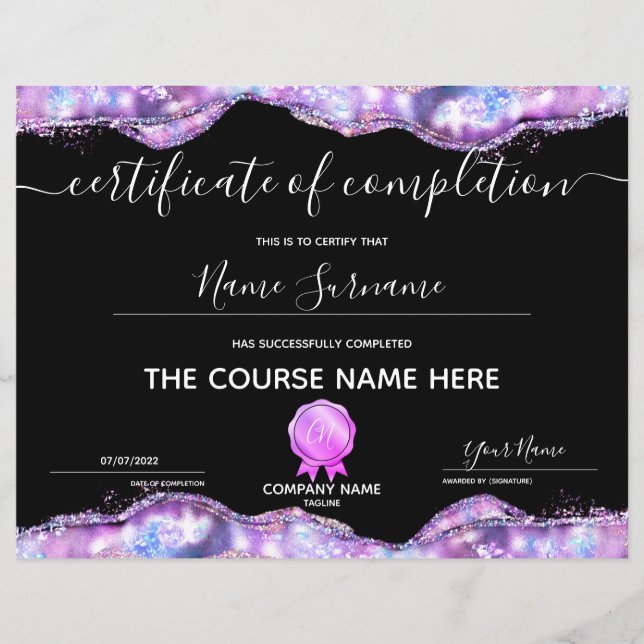 Lámina Finalización del curso de entrega de certificados  (Anverso)