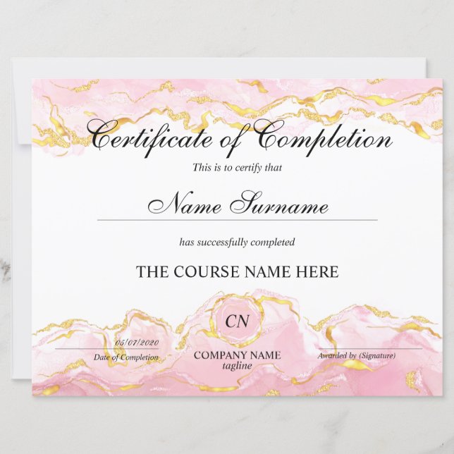 Lámina Finalización del curso de entrega de certificados  (Anverso)