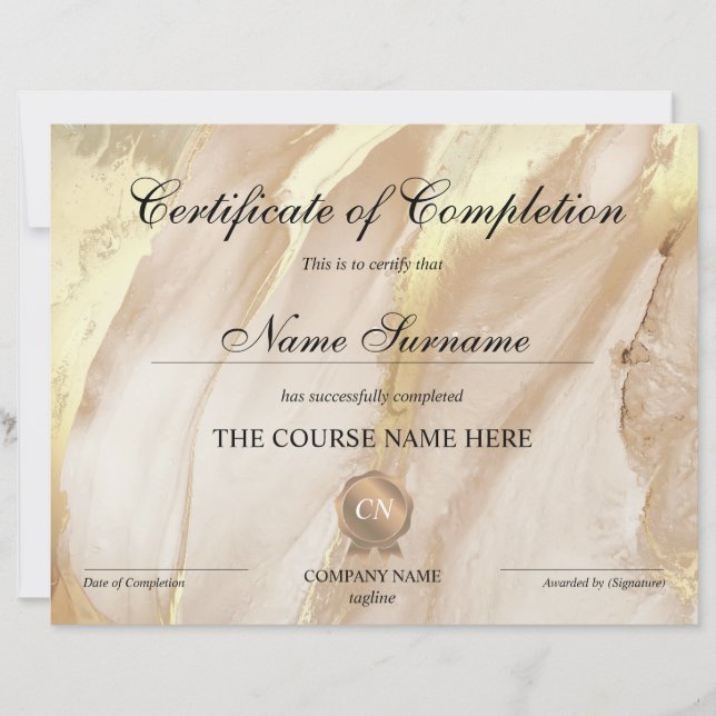 Lámina Finalización del curso de entrega de certificados  (Anverso)