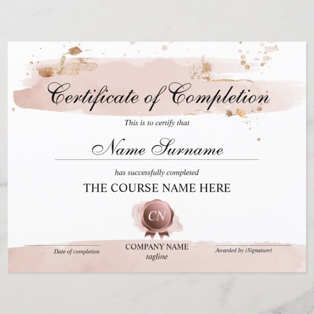 Lámina Finalización del curso de entrega de certificados  (Anverso)