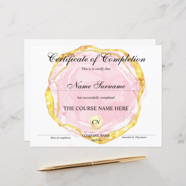 Lámina Finalización del curso de entrega de certificados  (Anverso/Reverso In Situ)