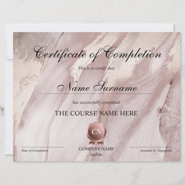 Lámina Finalización del curso de entrega de certificados  (Anverso)